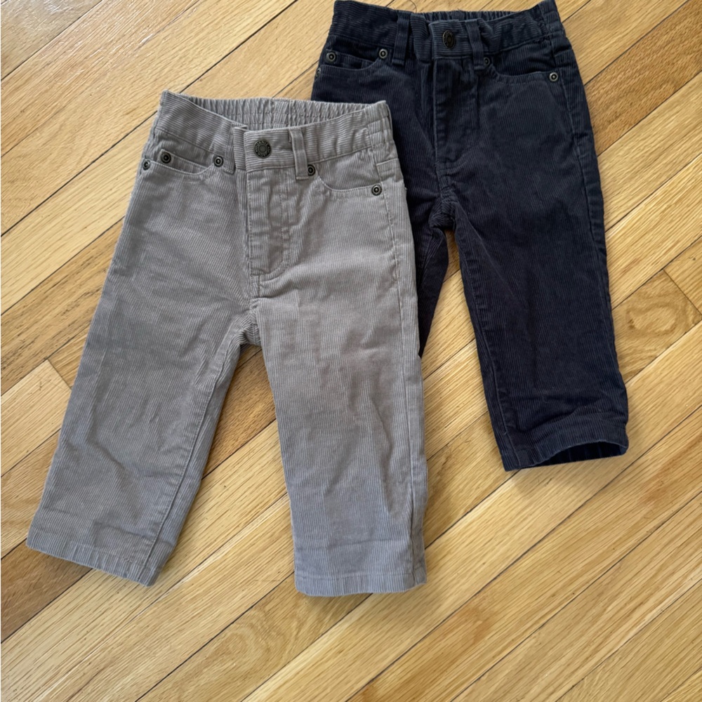 Janie and Jack Darker Gray and grayish-wheat Corduroy Pants